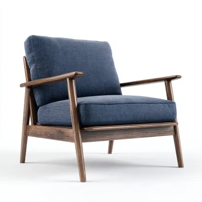 Poltrona in tessuto e legno 78x76x82 cm - blu - marrone - stile moderno - adatta per soggiorno-Comfyoliq