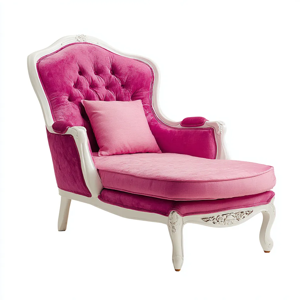 Chaise longue in velluto e legno 165x75x100 cm - rosa - stile classico - adatta per soggiorno-Comfyoliq