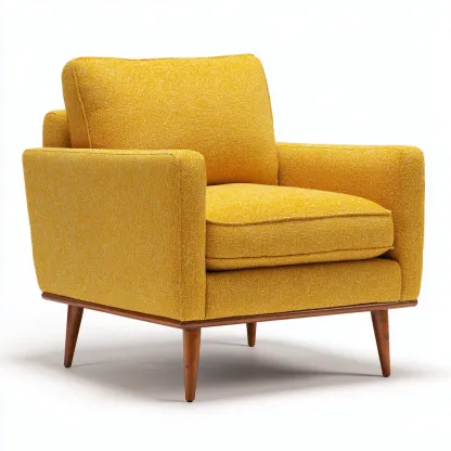 Poltrona in tessuto bouclé e legno 80x78x85 cm - giallo - marrone - stile moderno - adatta per soggiorno-Comfyoliq