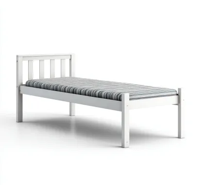Letto singolo - legno 200x100x90 cm - bianco - adatto per camera da letto - design moderno-Comfyoliq