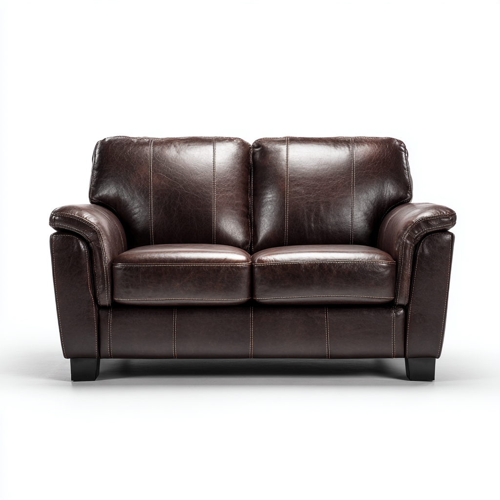 Divano lineare pelle 150x88x90 cm - marrone scuro - design classico per soggiorno-Comfyoliq