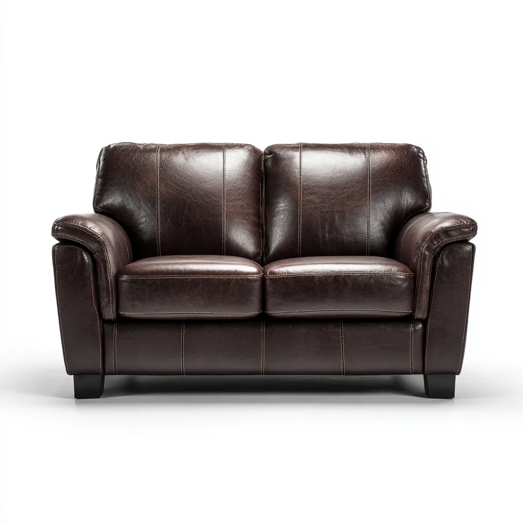 Divano lineare pelle 150x88x90 cm - marrone scuro - design classico per soggiorno-Comfyoliq