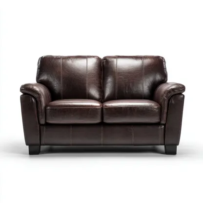 Divano lineare pelle 150x88x90 cm - marrone scuro - design classico per soggiorno-Comfyoliq