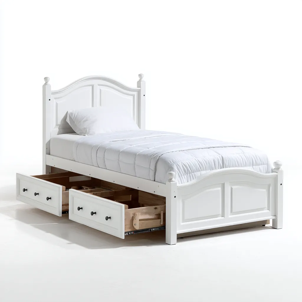 Letto singolo - legno con cassetti 200x100x95 cm - bianco - adatto per camera da letto - design classico-Comfyoliq