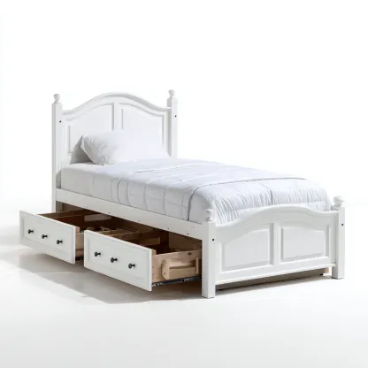 Letto singolo - legno con cassetti 200x100x95 cm - bianco - adatto per camera da letto - design classico-Comfyoliq