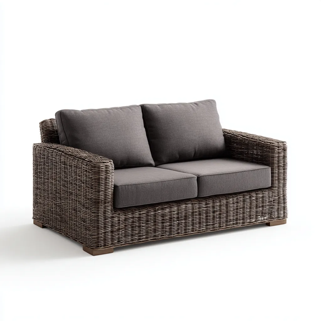 Divano da esterno - rattan - tessuto - 150x85x80 cm - grigio scuro - marrone - per esterni - design moderno-Comfyoliq