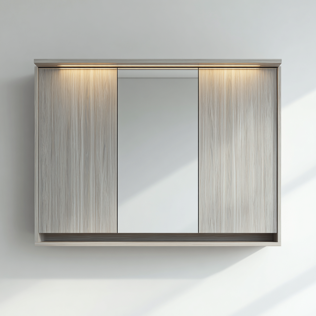 Organizzazione bagno - legno 90x15x65 cm - grigio - adatto per bagno - design moderno-Comfyoliq