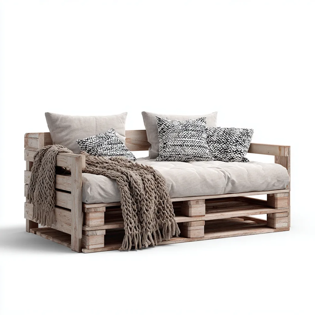 Divano letto legno pallet 195x95x85 cm - legno naturale - per camera da letto - stile rustico-Comfyoliq
