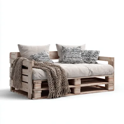 Divano letto legno pallet 195x95x85 cm - legno naturale - per camera da letto - stile rustico-Comfyoliq