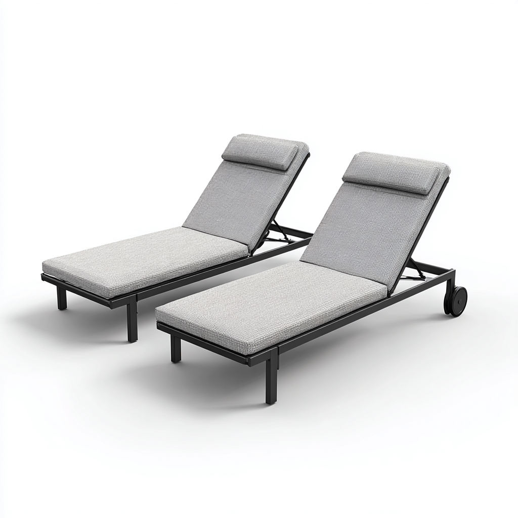 Lettino da sole - metallo e tessuto 200x72x85 cm - nero - grigio chiaro - per esterno - design moderno-Comfyoliq