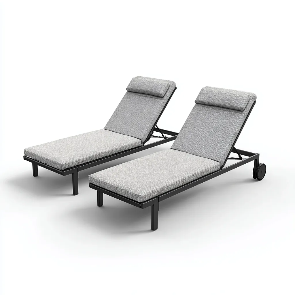 Lettino da sole - metallo e tessuto 200x72x85 cm - nero - grigio chiaro - per esterno - design moderno-Comfyoliq