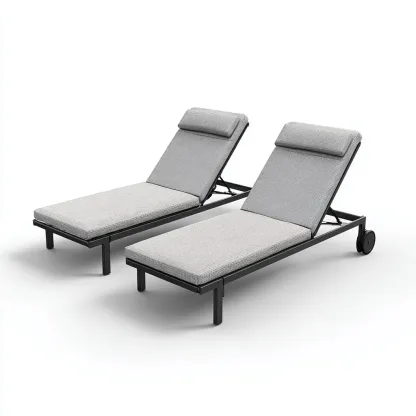 Lettino da sole - metallo e tessuto 200x72x85 cm - nero - grigio chiaro - per esterno - design moderno-Comfyoliq