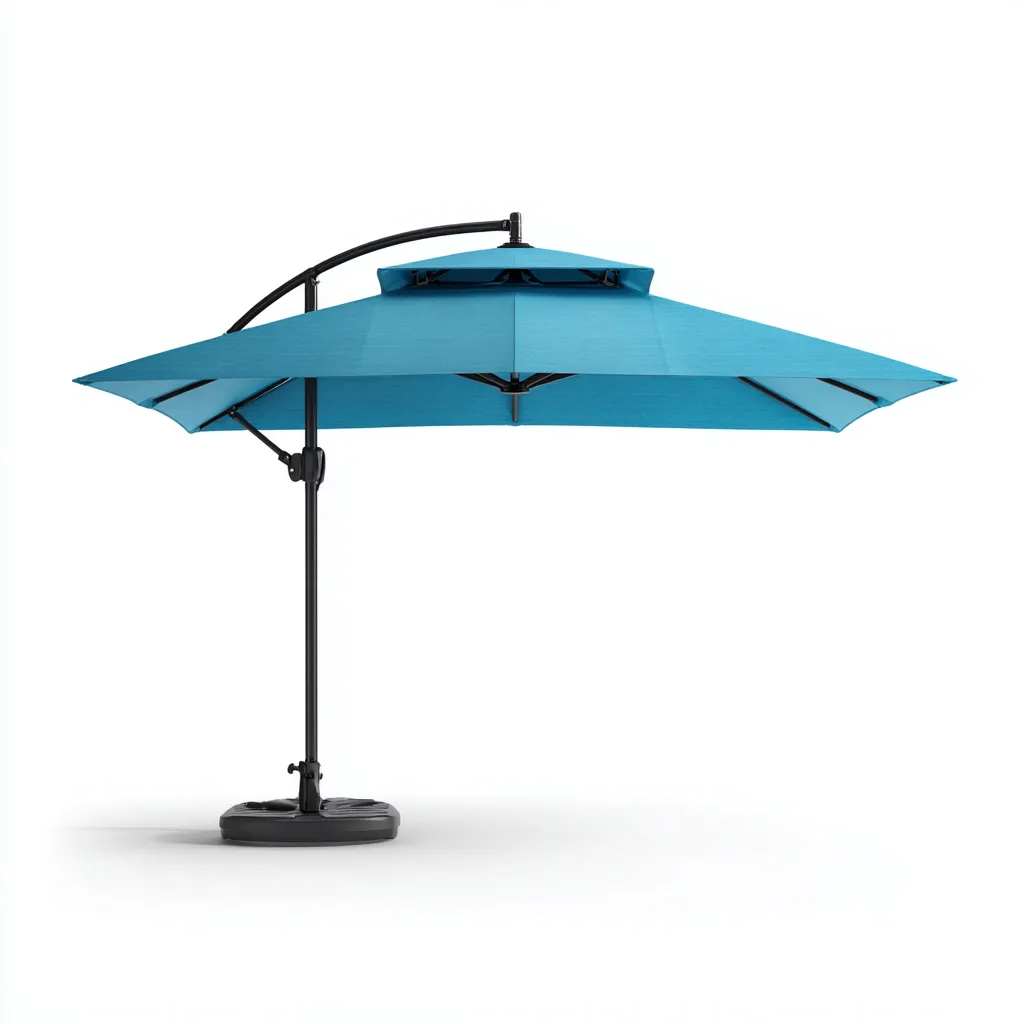 Ombrellone da giardino - tessuto-metallo - 300x300x270 cm - azzurro-nero - per esterni - design moderno-Comfyoliq