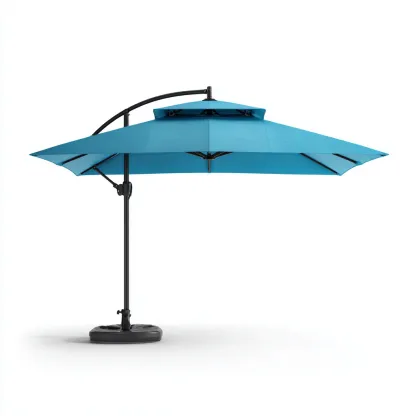 Ombrellone da giardino - tessuto-metallo - 300x300x270 cm - azzurro-nero - per esterni - design moderno-Comfyoliq