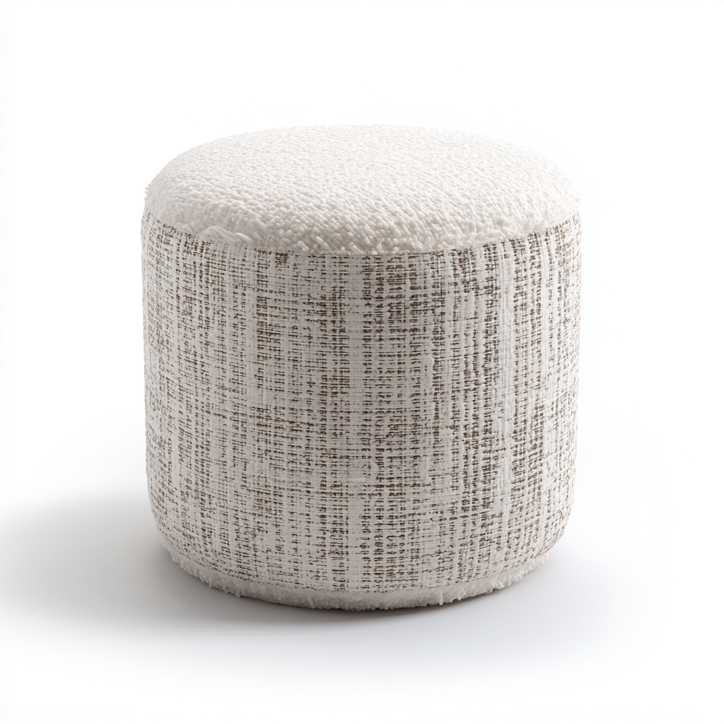 Pouf - tessuto - 40x40x45 cm - bianco - beige - soggiorno - design moderno-Comfyoliq