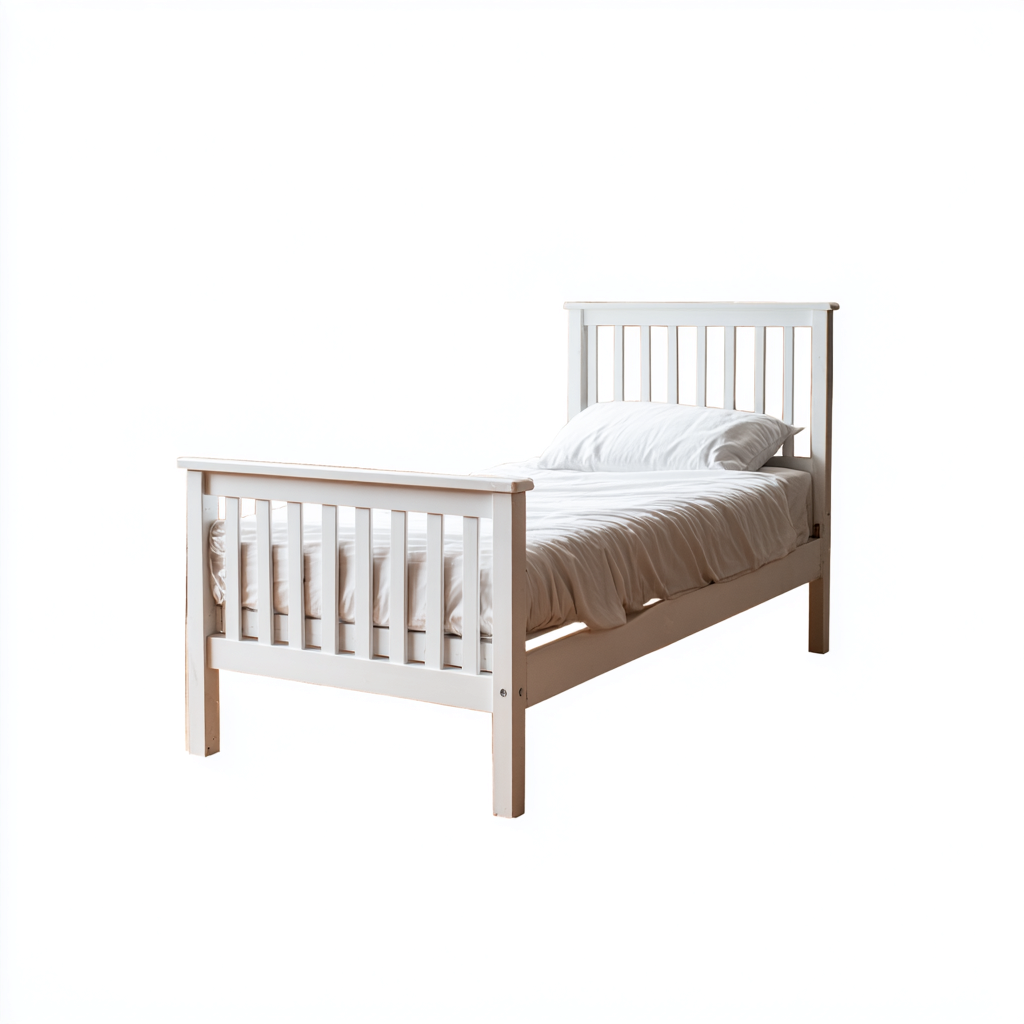 Letto singolo - legno 200x100x95 cm - bianco - adatto per camera da letto - design moderno-Comfyoliq