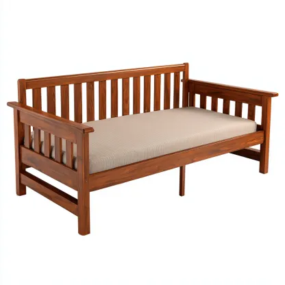 Divano letto legno massello 195x75x85 cm - marrone - per camera da letto - stile naturale-Comfyoliq