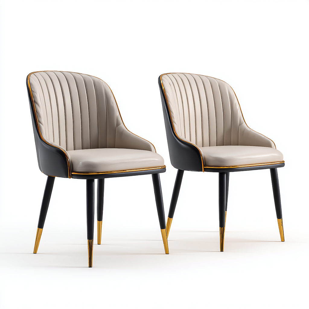 Sedia da pranzo pelle sintetica 48x55x82 cm - beige chiaro - grigio scuro - design moderno per sala da pranzo-Comfyoliq