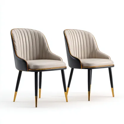 Sedia da pranzo pelle sintetica 48x55x82 cm - beige chiaro - grigio scuro - design moderno per sala da pranzo-Comfyoliq