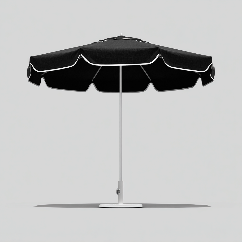 Ombrellone da giardino - tessuto-metallo - 240x240x230 cm - nero-bianco - per esterni - design classico-Comfyoliq