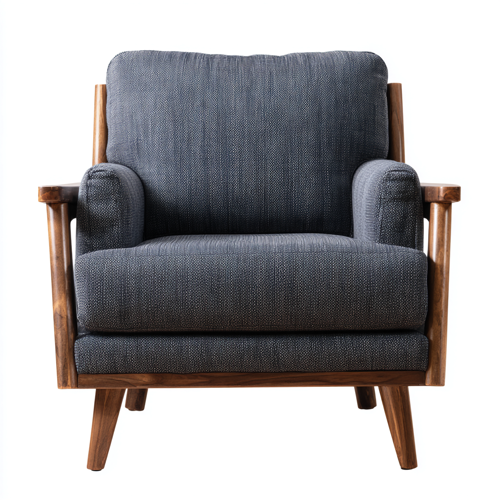 Poltrona in tessuto e legno 80x78x85 cm - grigio scuro - marrone - stile moderno - adatta per soggiorno-Comfyoliq