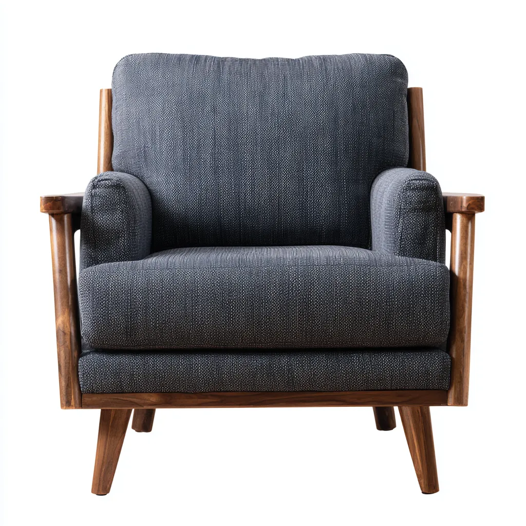 Poltrona in tessuto e legno 80x78x85 cm - grigio scuro - marrone - stile moderno - adatta per soggiorno-Comfyoliq