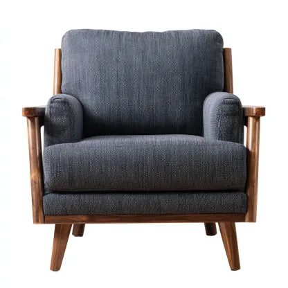 Poltrona in tessuto e legno 80x78x85 cm - grigio scuro - marrone - stile moderno - adatta per soggiorno-Comfyoliq