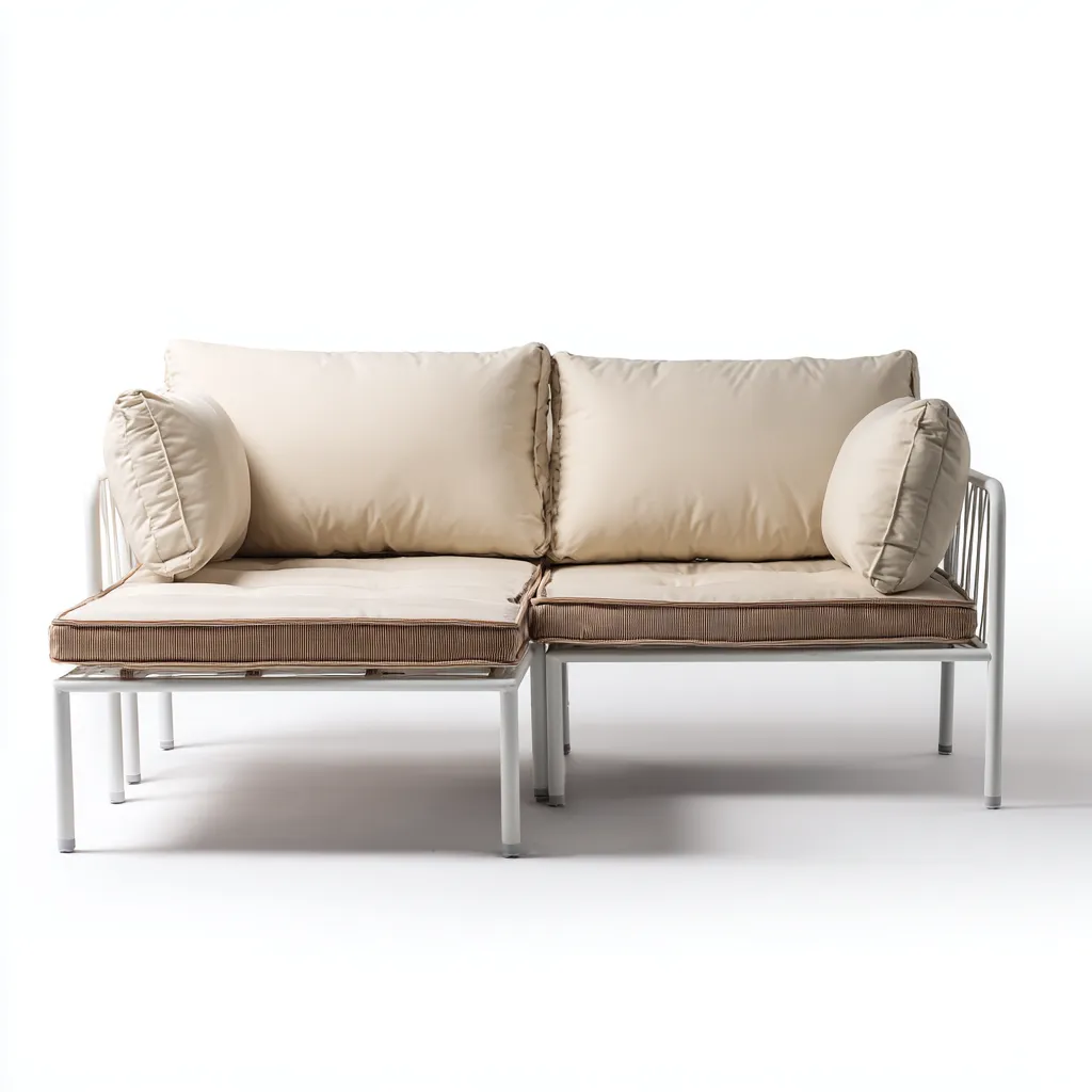 Divano da esterno - metallo - tessuto - 160x80x78 cm - beige - bianco - per esterni - design moderno-Comfyoliq