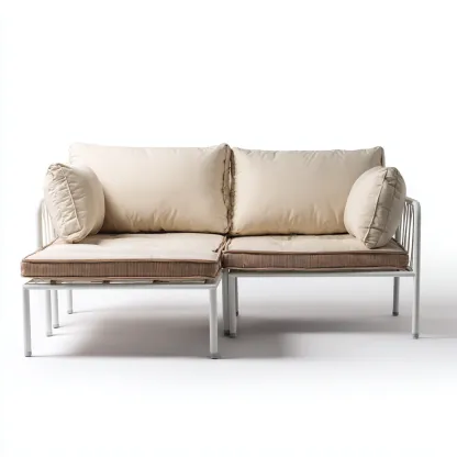 Divano da esterno - metallo - tessuto - 160x80x78 cm - beige - bianco - per esterni - design moderno-Comfyoliq