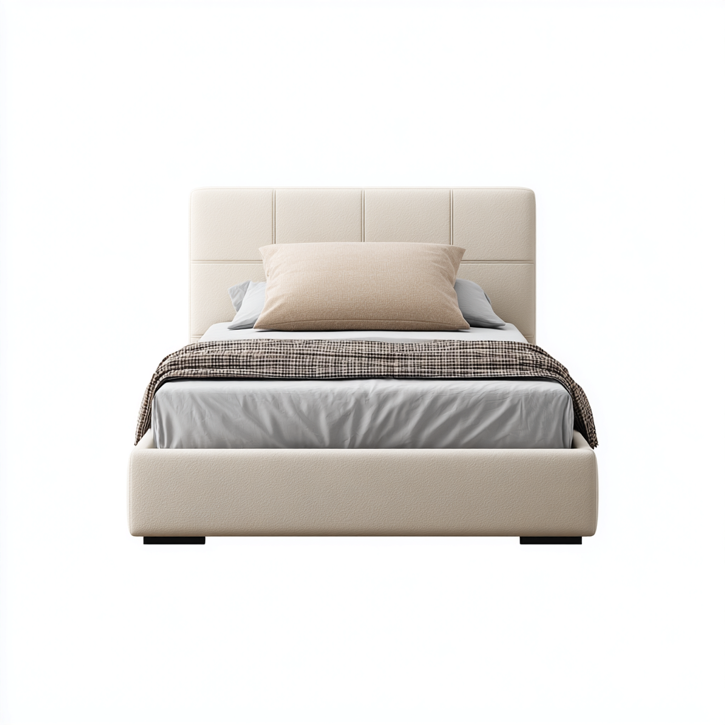 Letto singolo - tessuto 200x110x100 cm - beige - adatto per camera da letto - design moderno-Comfyoliq