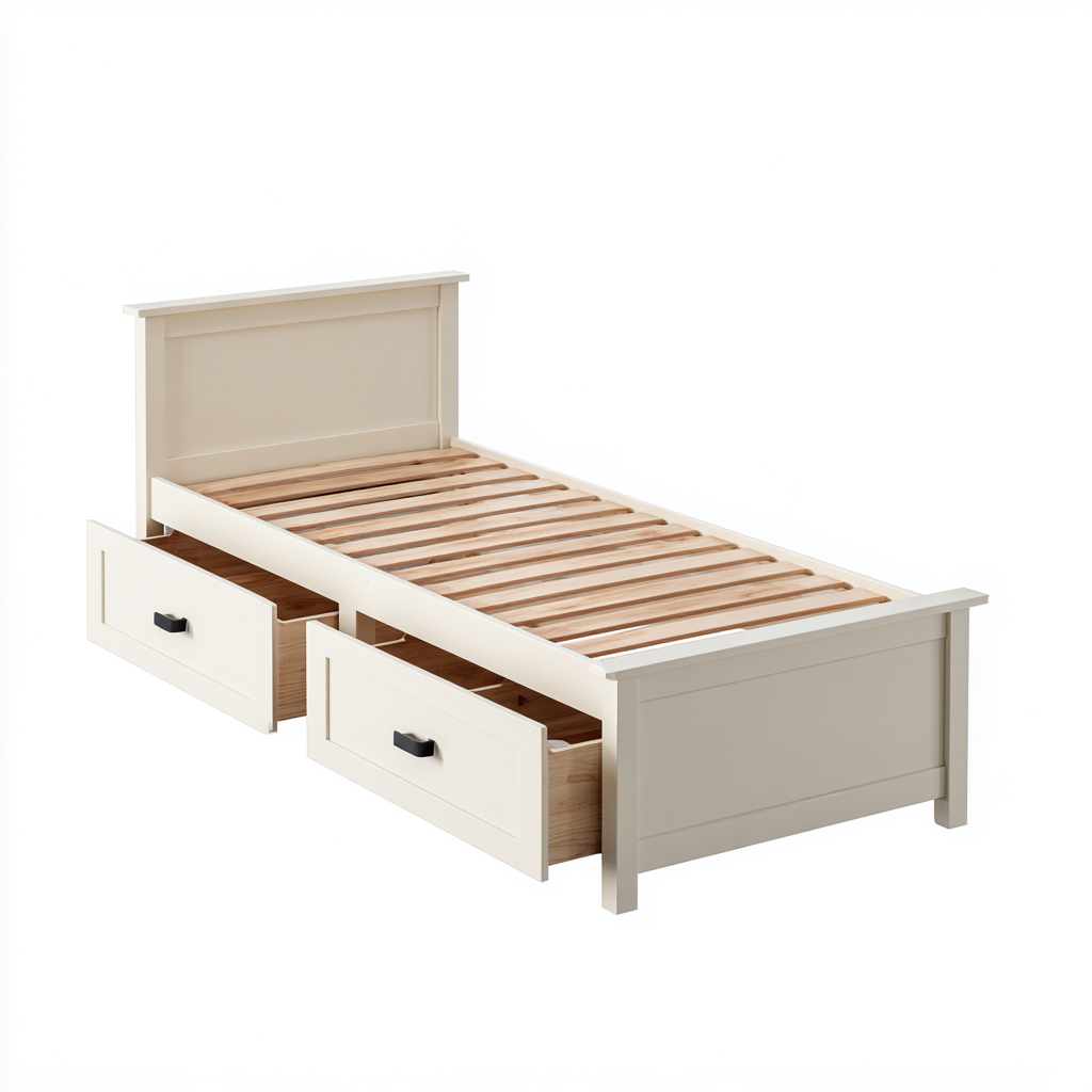 Letto singolo - legno con cassetti 200x100x95 cm - bianco - adatto per camera da letto - design moderno-Comfyoliq