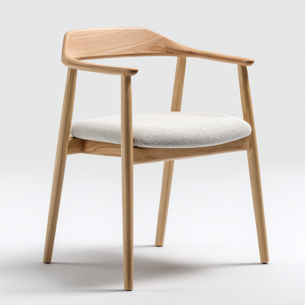 Sedia da pranzo legno massello e tessuto 48x55x82 cm - legno naturale - bianco crema - design nordico per sala da pranzo-Comfyoliq