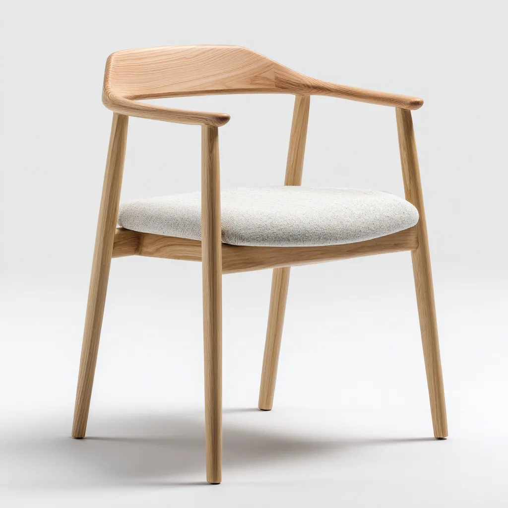 Sedia da pranzo legno massello e tessuto 48x55x82 cm - legno naturale - bianco crema - design nordico per sala da pranzo-Comfyoliq