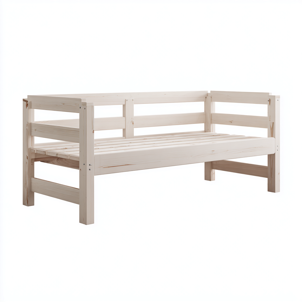 Divano letto legno massello 195x95x85 cm - legno naturale chiaro - per camera da letto - stile minimalista-Comfyoliq