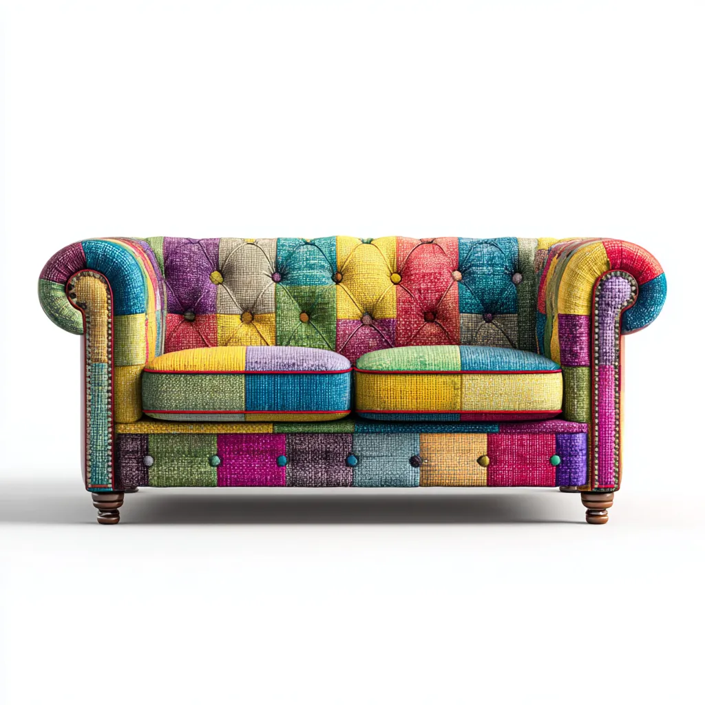 Divano lineare tessuto patchwork 165x85x75 cm - multicolore - stile classico per soggiorno-Comfyoliq