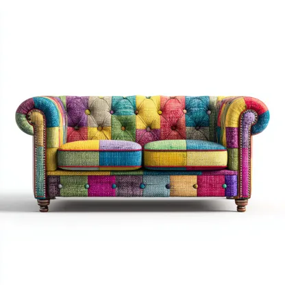 Divano lineare tessuto patchwork 165x85x75 cm - multicolore - stile classico per soggiorno-Comfyoliq