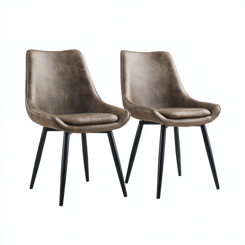 Sedia da pranzo pelle sintetica 48x55x82 cm - marrone - design moderno per sala da pranzo-Comfyoliq