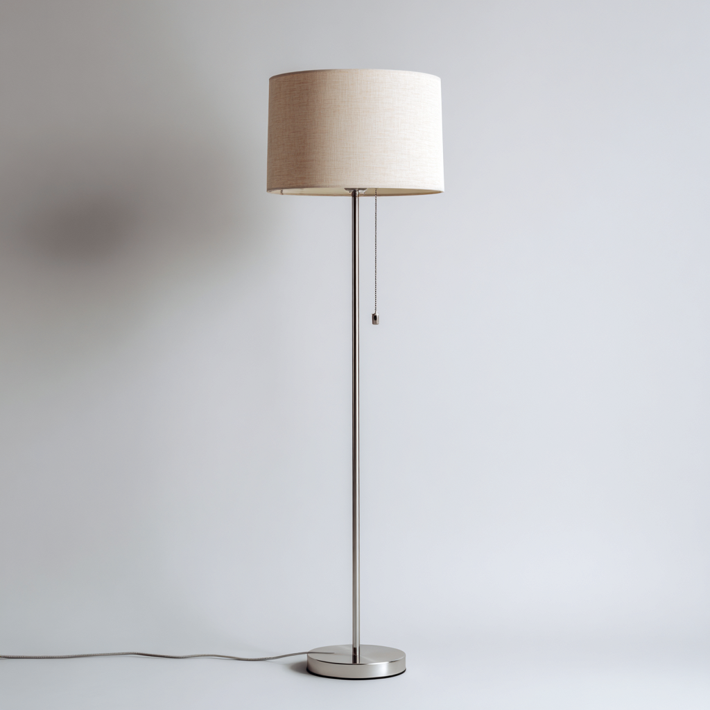 Lampada da terra metallo tessuto 35x35x160 cm - argento - beige - design moderno per soggiorno-Comfyoliq