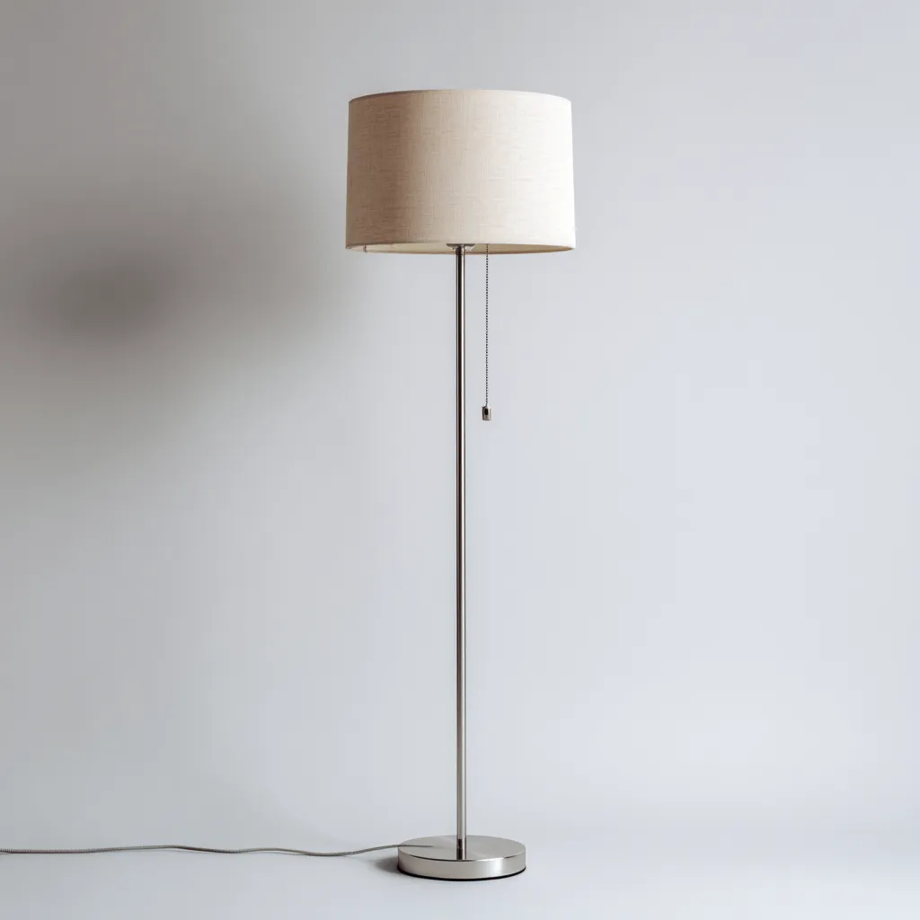 Lampada da terra metallo tessuto 35x35x160 cm - argento - beige - design moderno per soggiorno-Comfyoliq