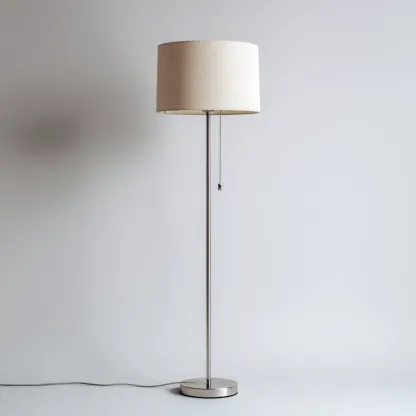 Lampada da terra metallo tessuto 35x35x160 cm - argento - beige - design moderno per soggiorno-Comfyoliq