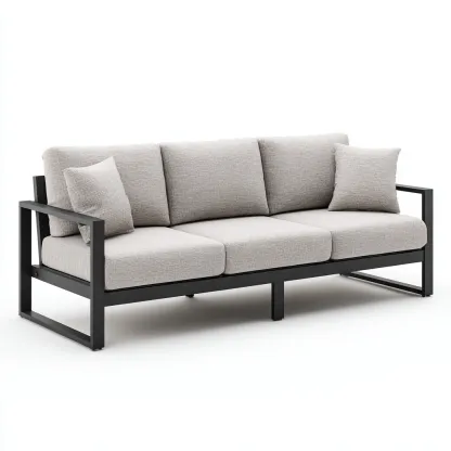 Divano da esterno - metallo - tessuto - 210x85x78 cm - grigio - nero - per esterni - design moderno-Comfyoliq