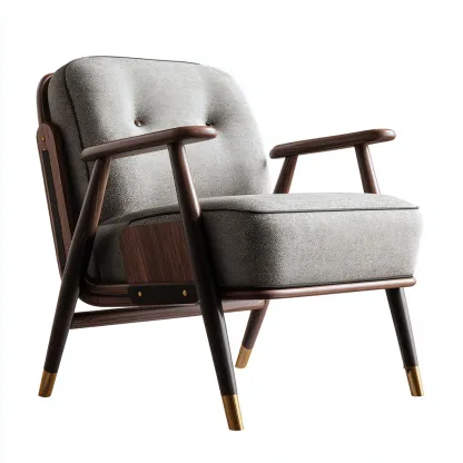 Poltrona in tessuto e legno 80x77x85 cm - grigio chiaro - marrone - stile moderno - adatta per soggiorno-Comfyoliq