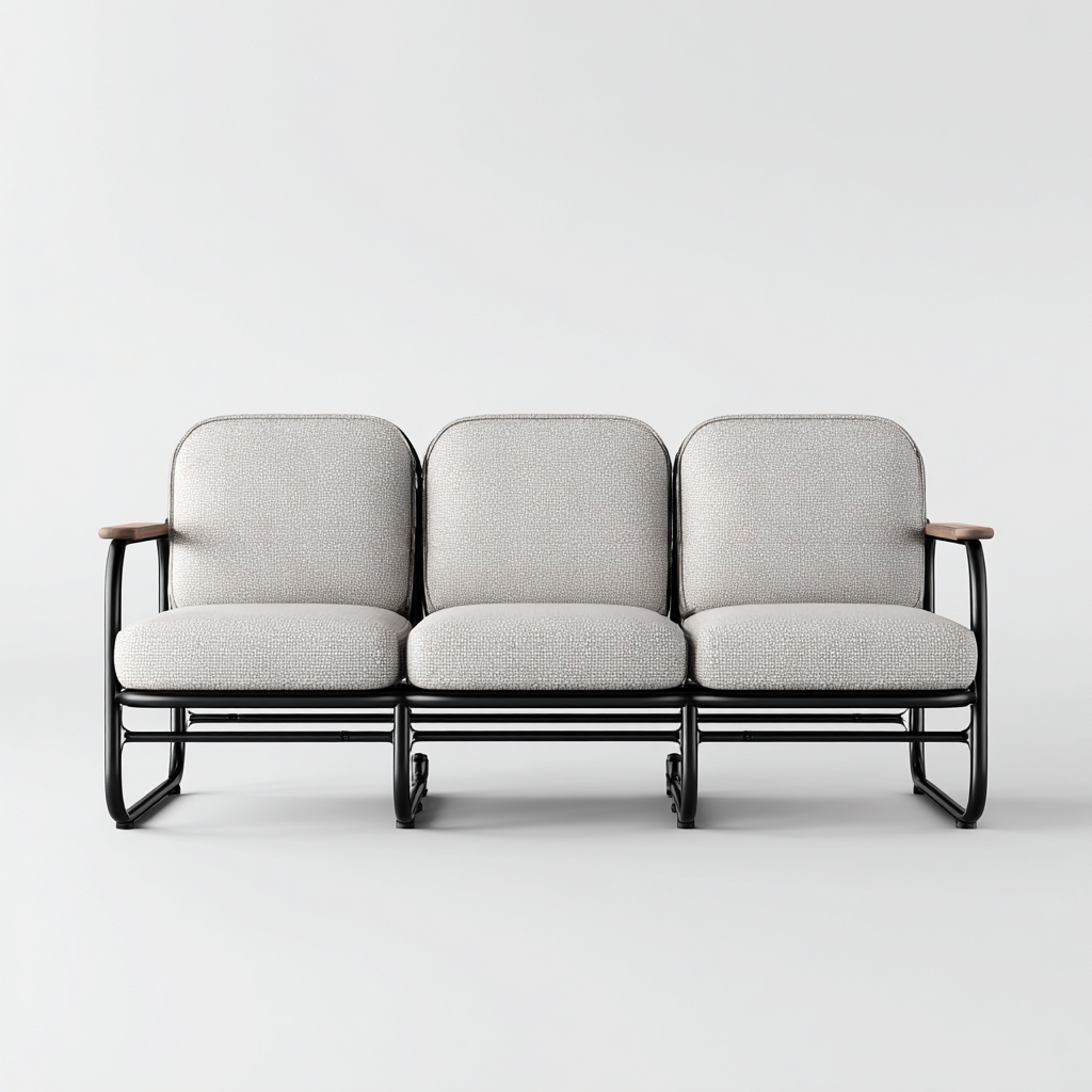 Divano da esterno - metallo - tessuto - legno - 190x80x82 cm - beige - nero - naturale - per esterni - design moderno-Comfyoliq