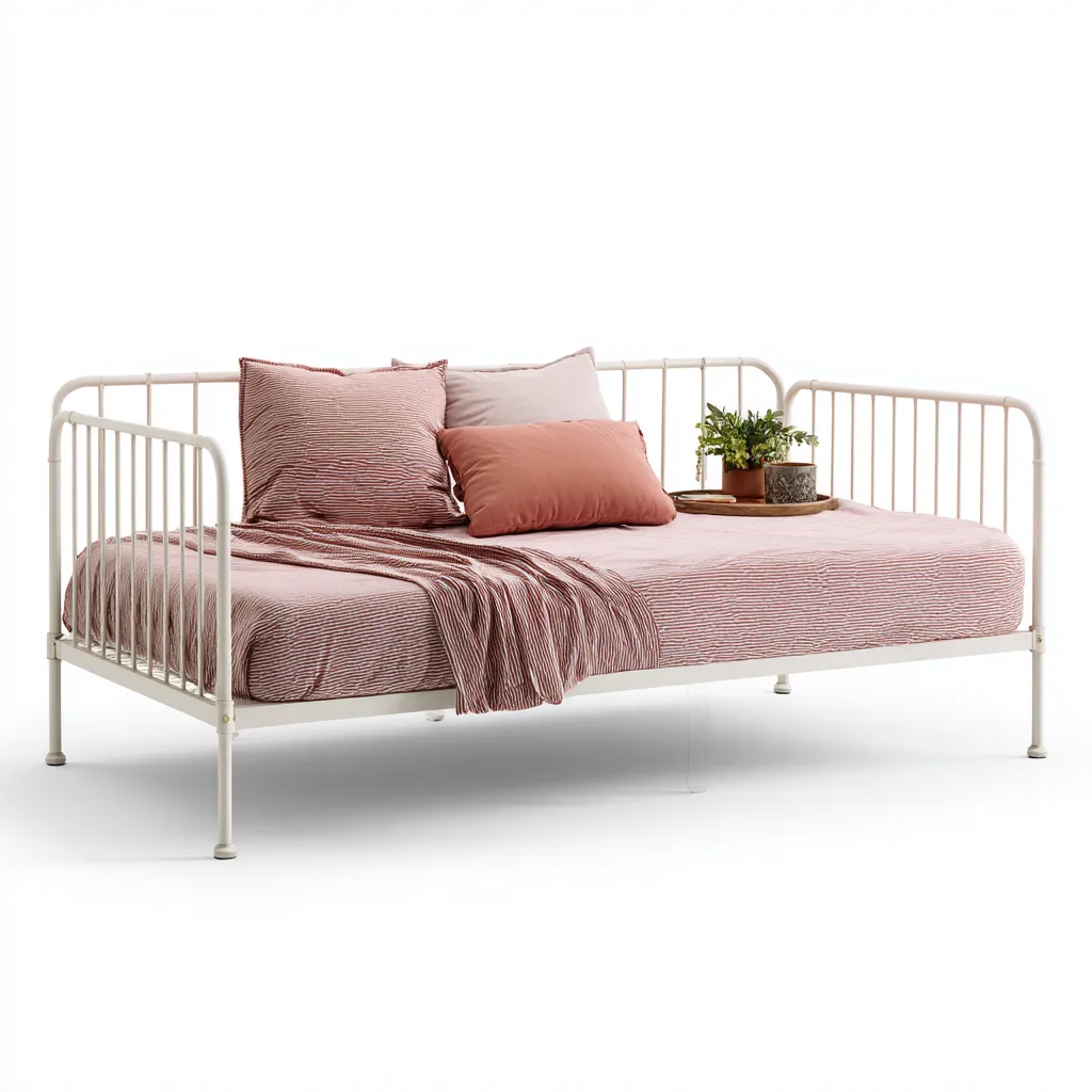 Divano letto struttura metallica 195x95x85 cm - bianco - per camera da letto - stile moderno-Comfyoliq