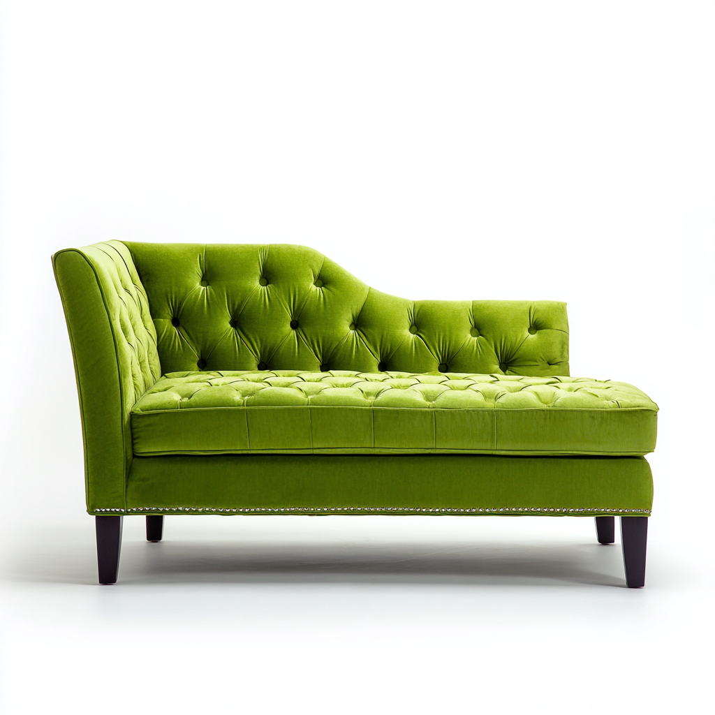 Chaise longue in velluto e legno 175x72x92 cm - verde - stile classico - adatta per soggiorno-Comfyoliq