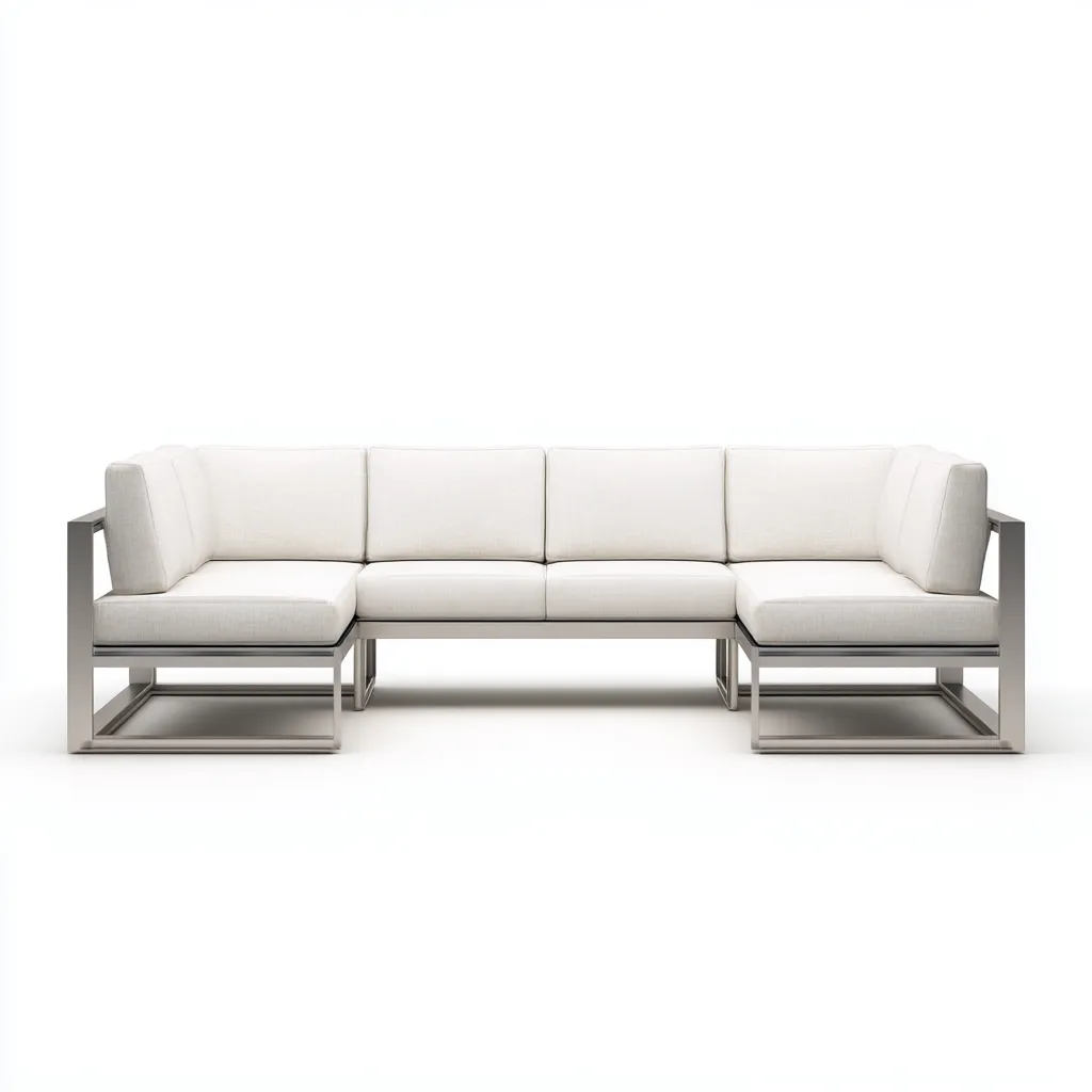 Divano da esterno - metallo - tessuto - 280x180x75 cm - bianco - argento - per esterni - design moderno-Comfyoliq