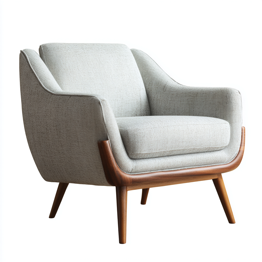 Poltrona in tessuto e legno 82x78x88 cm - grigio chiaro - marrone - stile moderno - adatta per soggiorno-Comfyoliq
