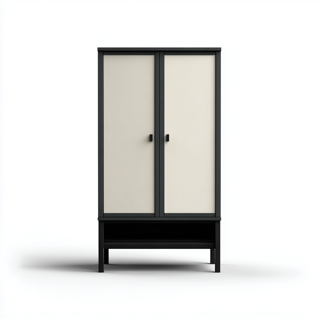 Organizzazione bagno - legno-metallo 75x35x150 cm - nero-beige - adatto per bagno - design moderno-Comfyoliq