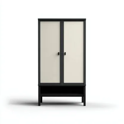 Organizzazione bagno - legno-metallo 75x35x150 cm - nero-beige - adatto per bagno - design moderno-Comfyoliq