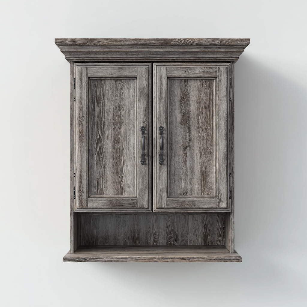 Organizzazione bagno - legno 55x20x65 cm - grigio - adatto per bagno - design classico-Comfyoliq